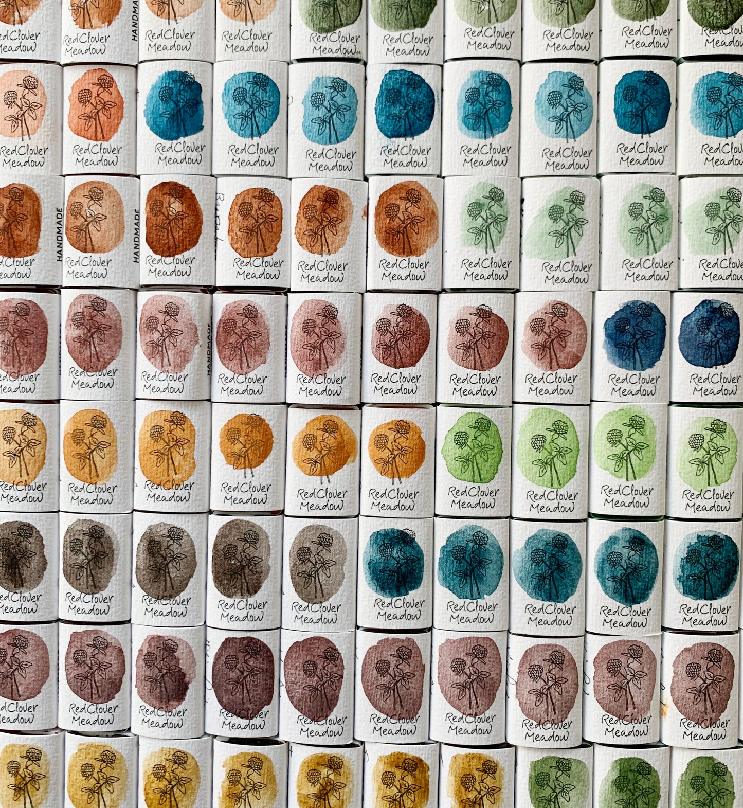Handmade watercolor full pan palette of four colors. #37