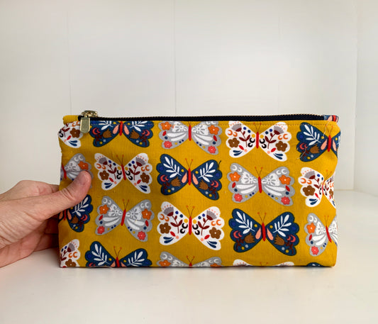 Handmade Butterfly Corduroy Toiletry Bag: Travel Cosmetic Pouch