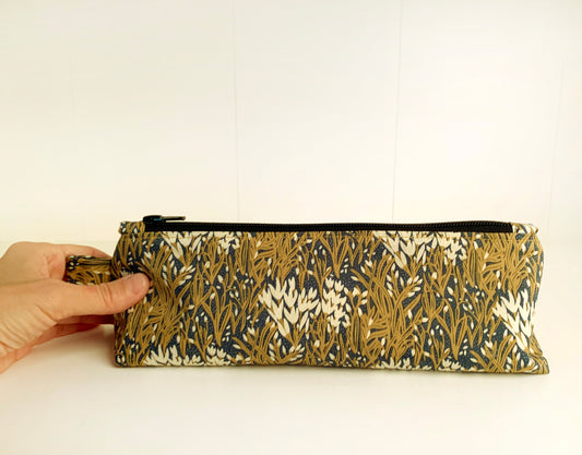 Floral Pencil Pouch: Handmade Cotton Artist Supply Bag