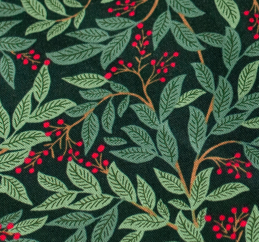 Holiday Classics - Willowberry - Evergreen Fabric Rifle Paper Co., half meter.