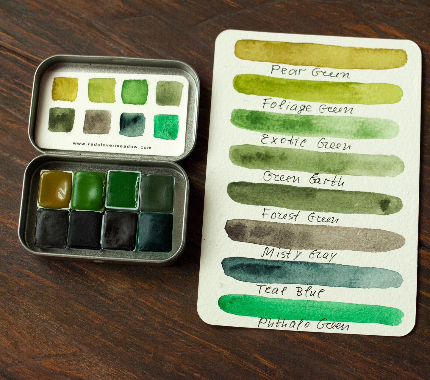 Green watercolor palette