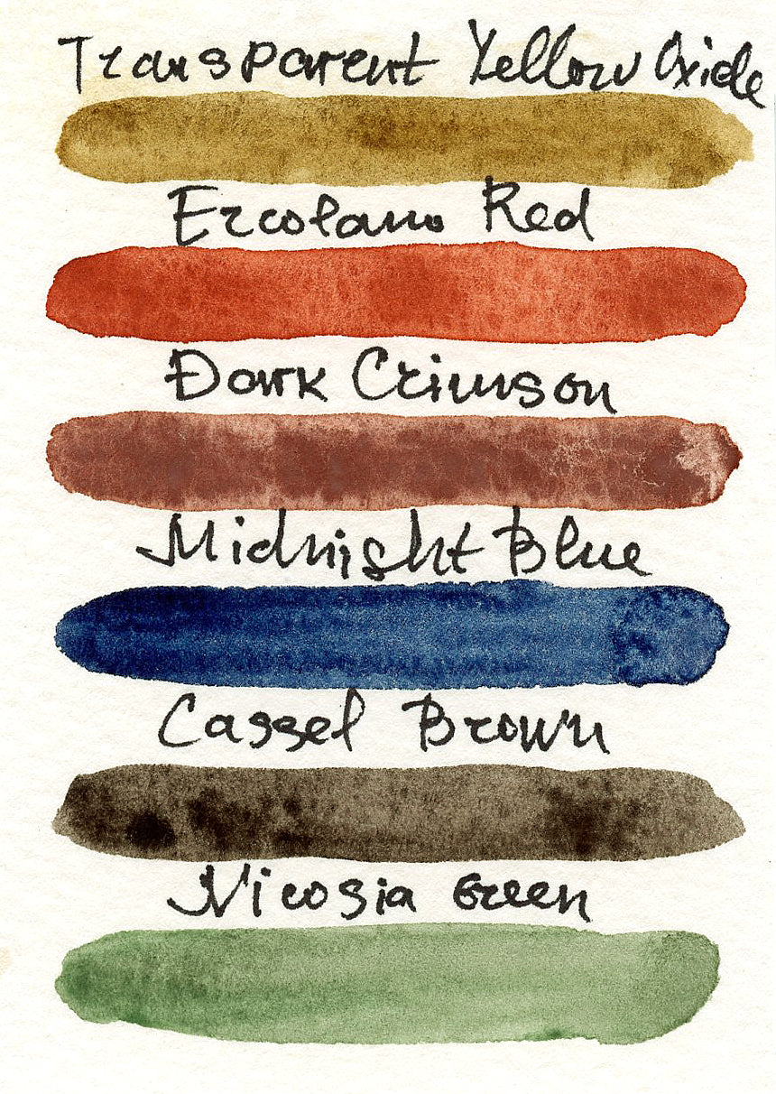 Handmade watercolor full pan palette of six colors. #32