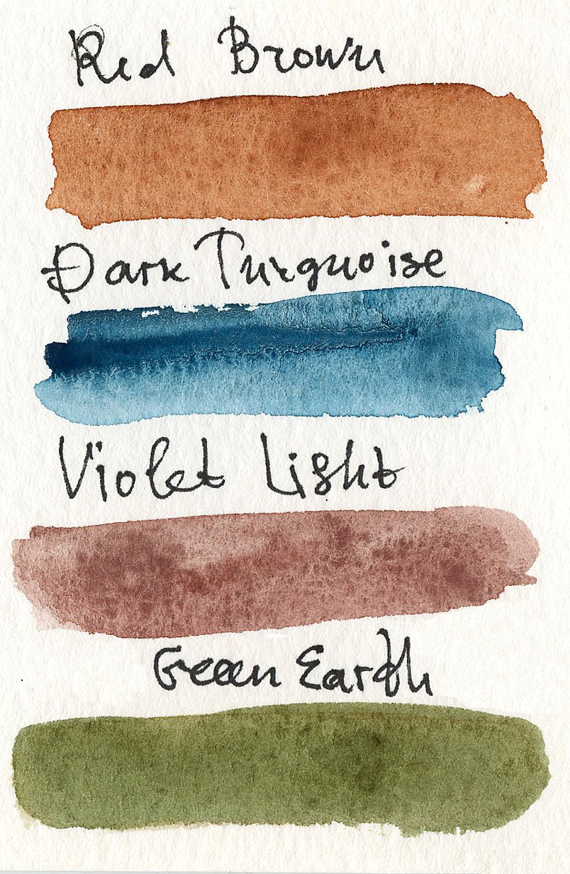 Handmade watercolor full pan palette of four colors. #33