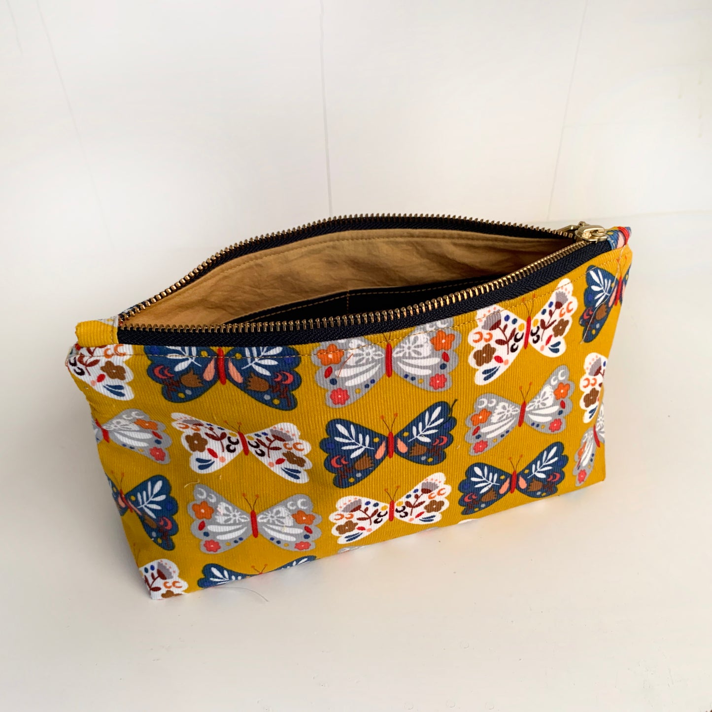 Handmade Butterfly Corduroy Toiletry Bag: Travel Cosmetic Pouch