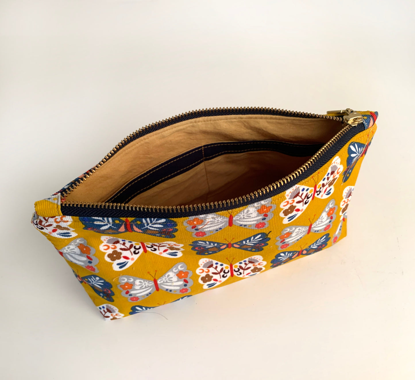 Handmade Butterfly Corduroy Toiletry Bag: Travel Cosmetic Pouch