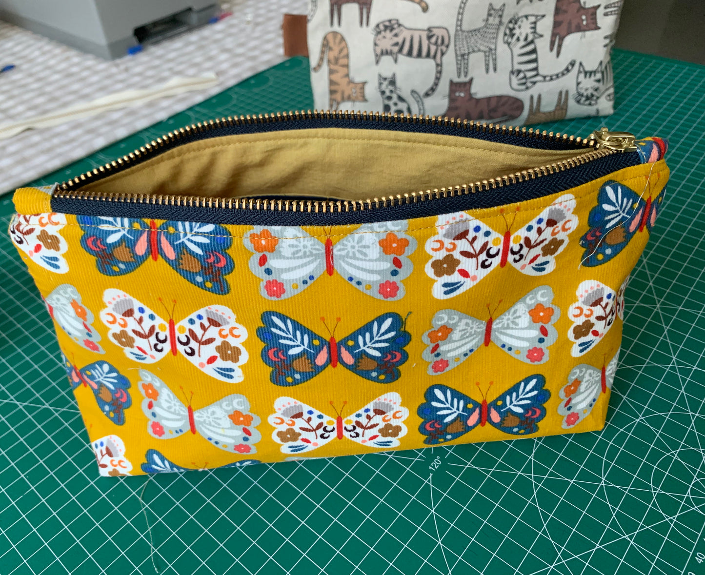 Handmade Butterfly Corduroy Toiletry Bag: Travel Cosmetic Pouch