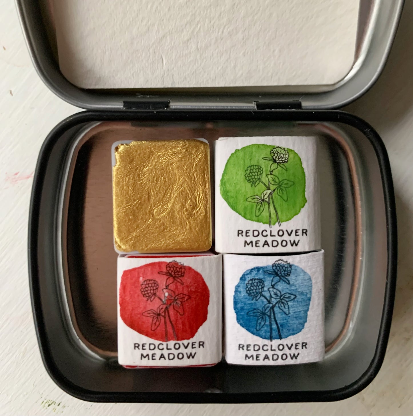Christmas Watercolor Palette - 4 colors. Mini Christma set. Christmas colors. Christmas Card Palette