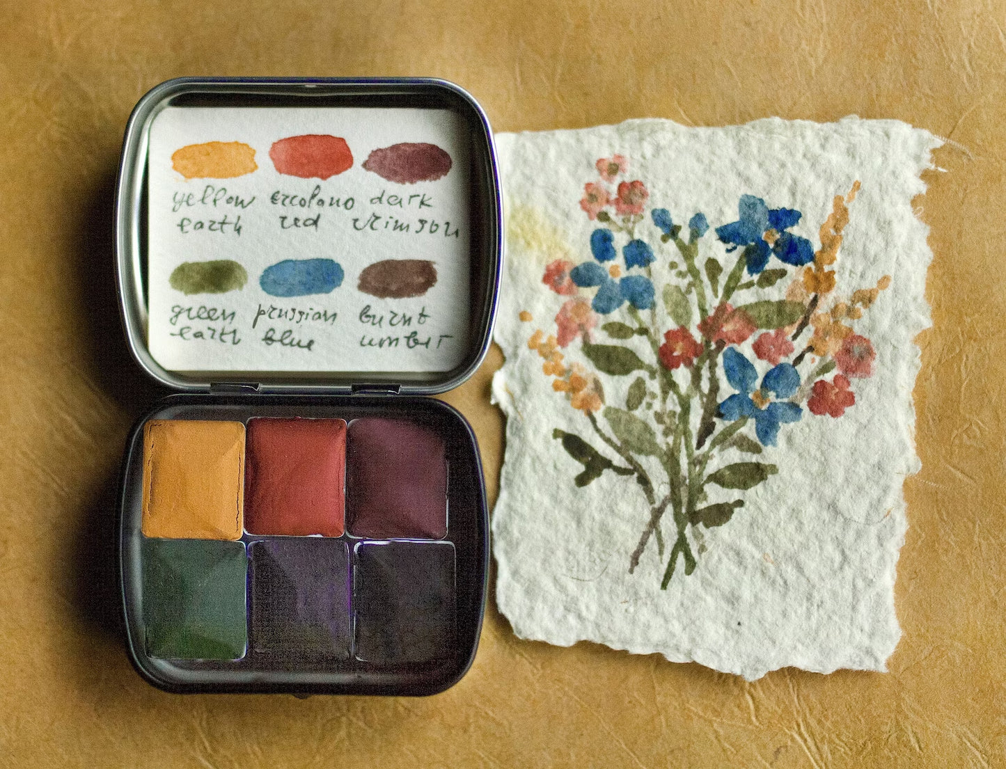 Mini mineral palette. Artisan watercolors. Selection 4