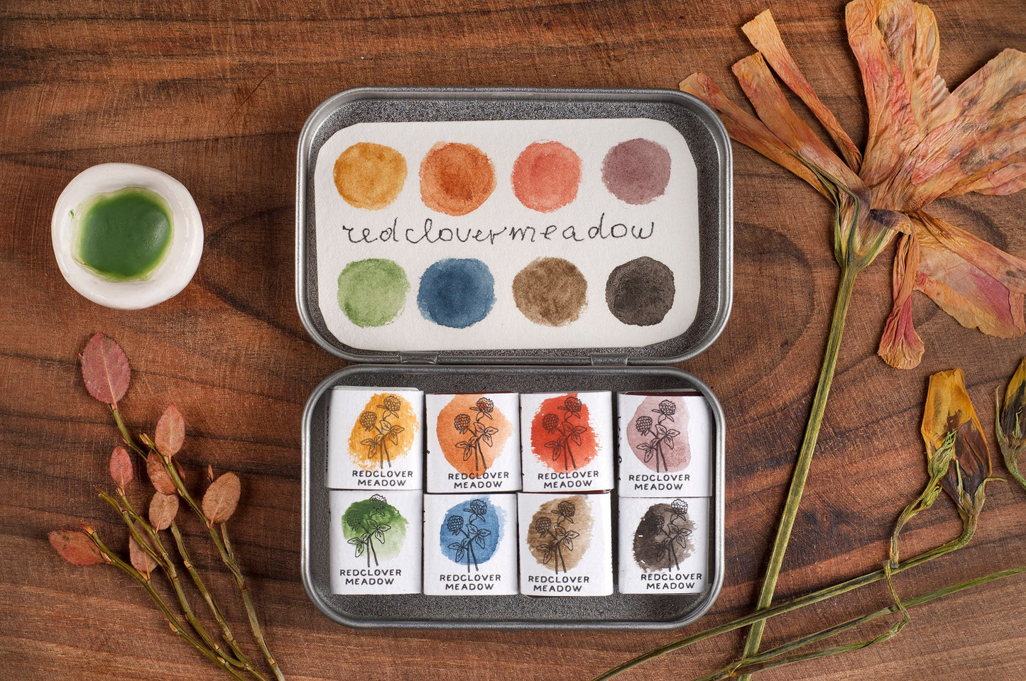Handmade watercolor paint set - 8 artisan colors. Selection 12