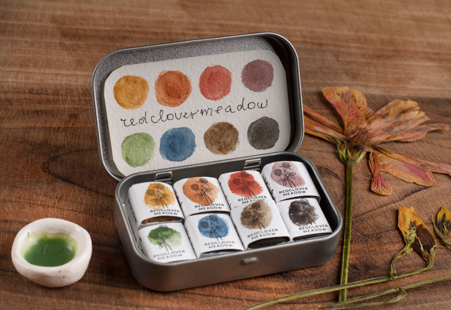 Handmade watercolor paint set - 8 artisan colors. Selection 12