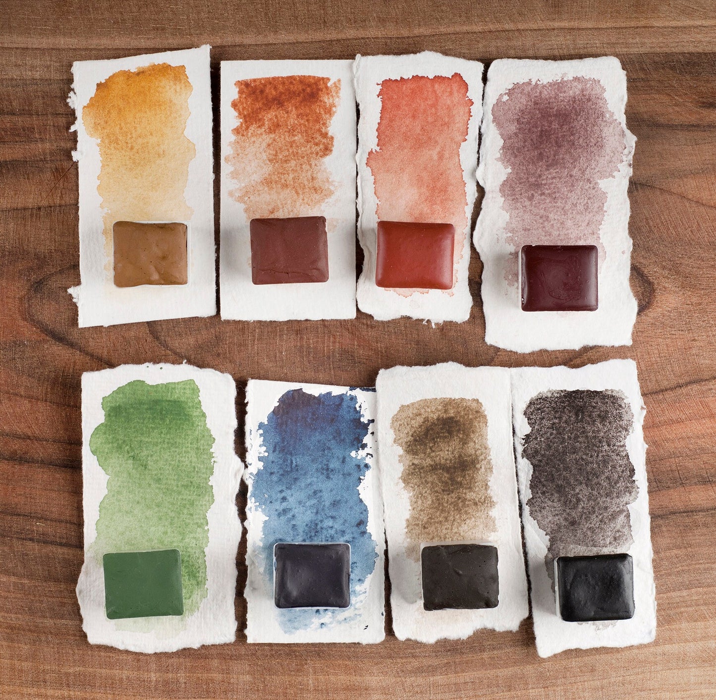 Handmade watercolor paint set - 8 artisan colors. Selection 12