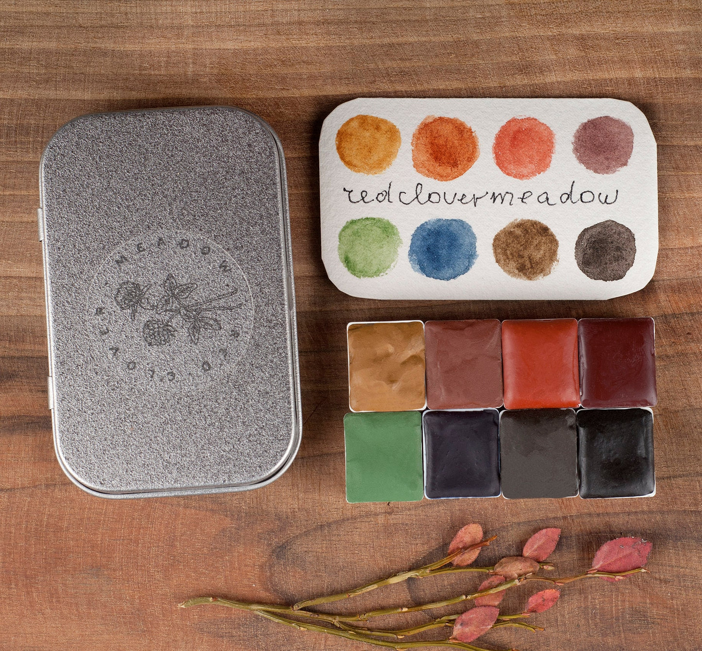 Handmade watercolor paint set - 8 artisan colors. Selection 12