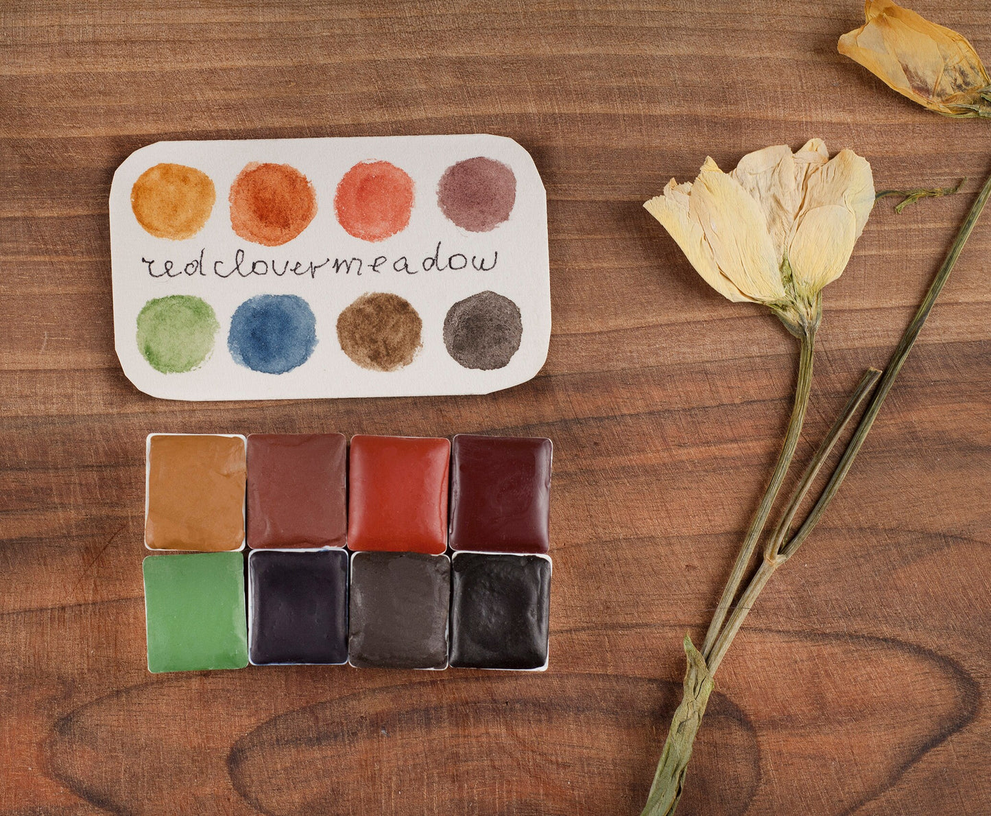 Handmade watercolor paint set - 8 artisan colors. Selection 12