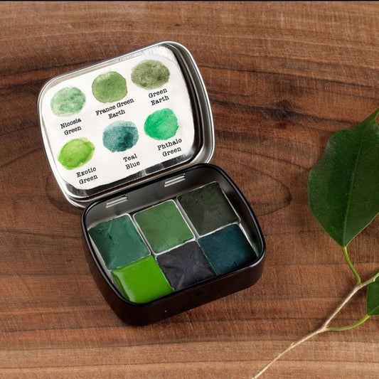 Green mini palette - selection of 6 colors.