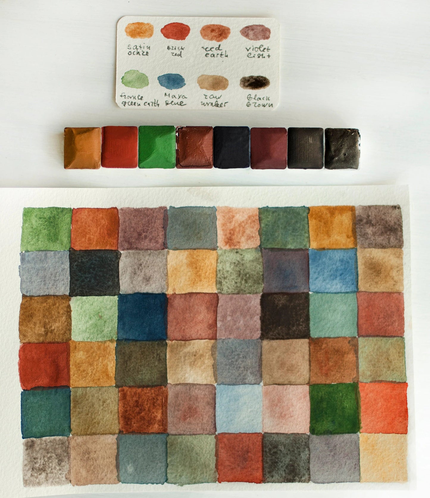 Handmade watercolor paint set - 8 artisan colors. Selection 12