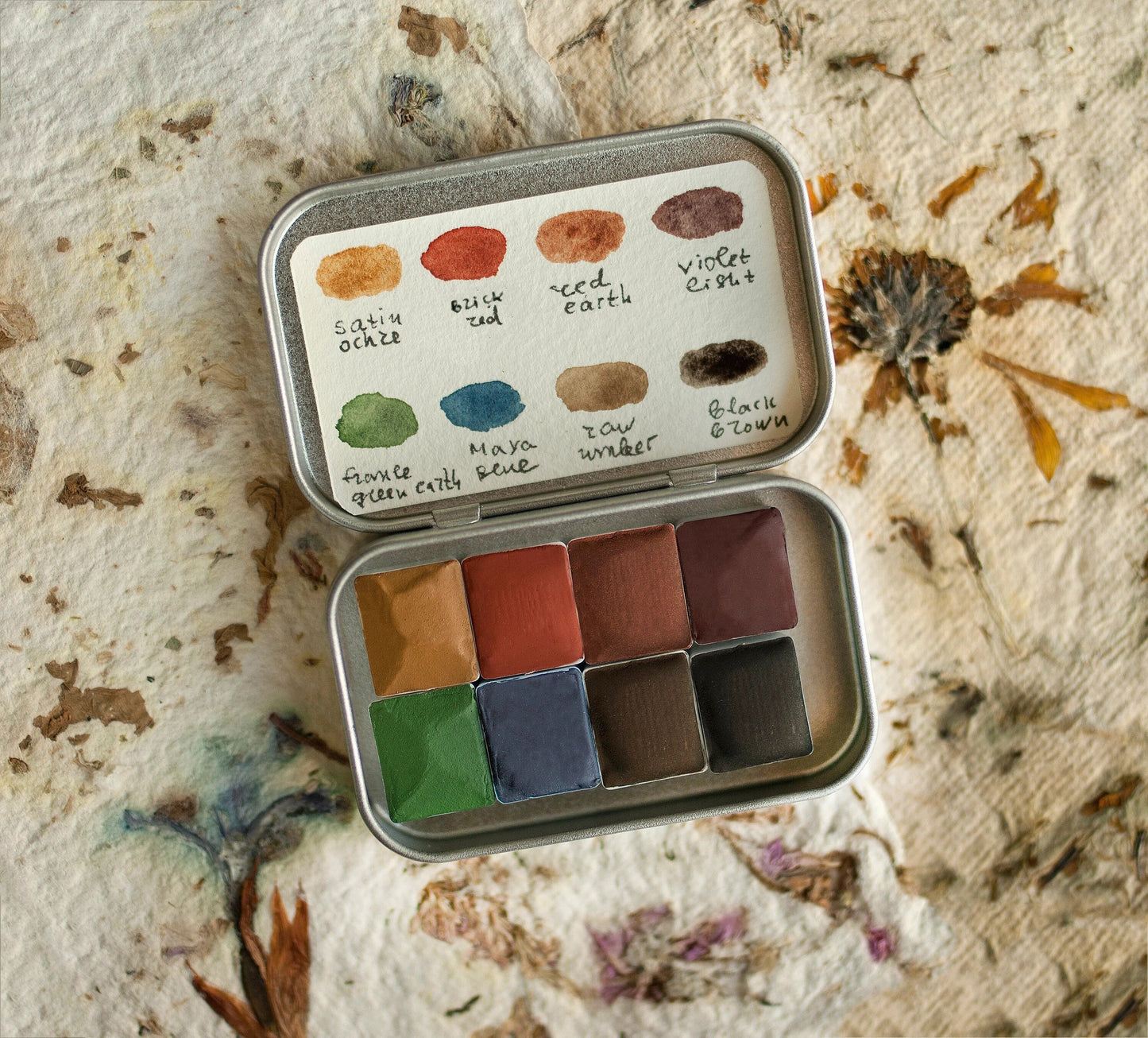 Handmade watercolor paint set - 8 artisan colors. Selection 12