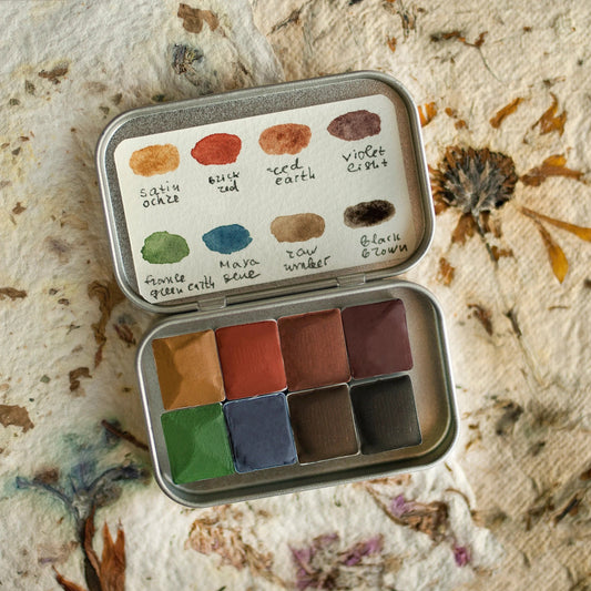 Handmade watercolor paint set - 8 artisan colors. Selection 12