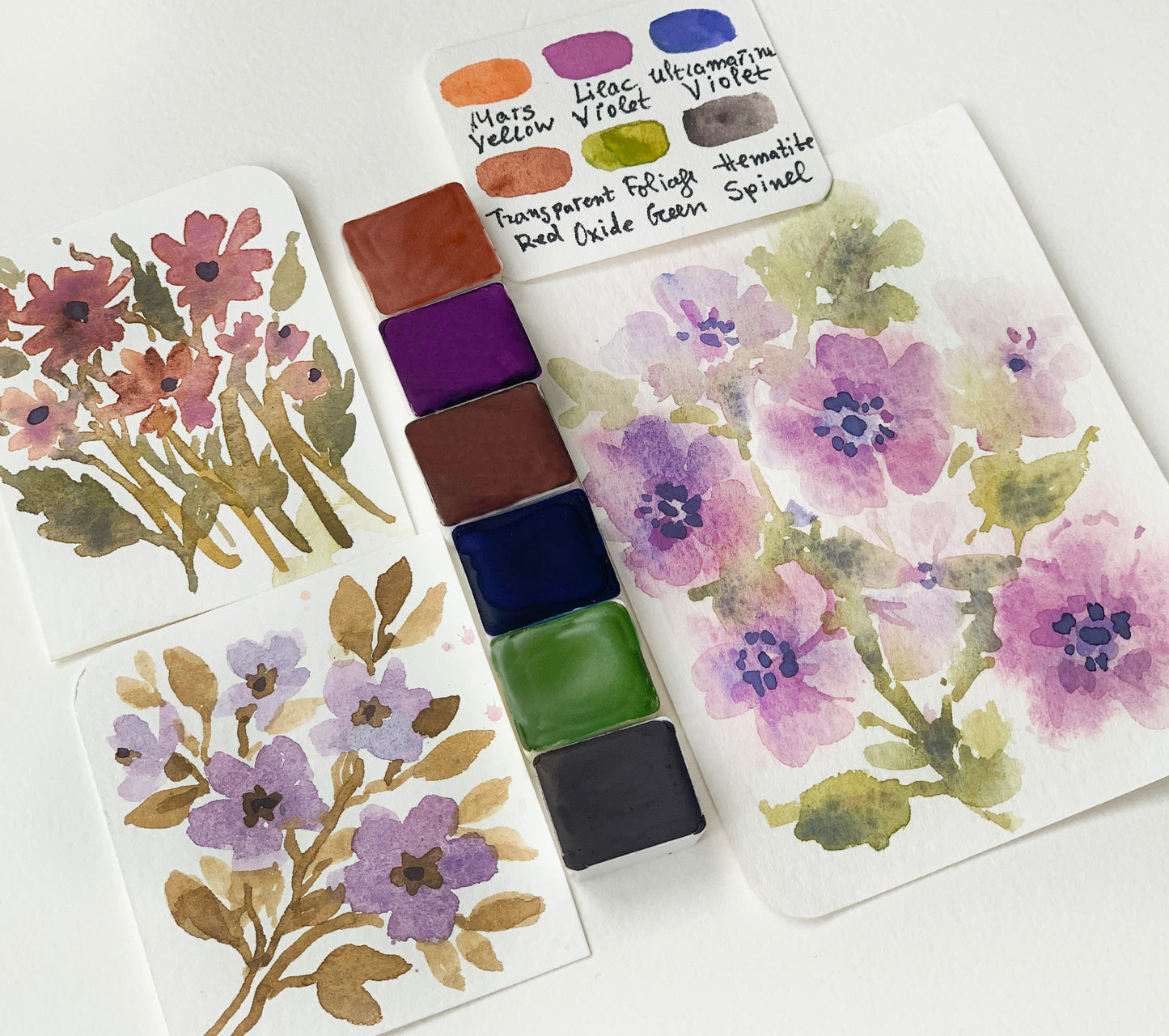 Mini palette handmade watercolor paint. Artisan paint.