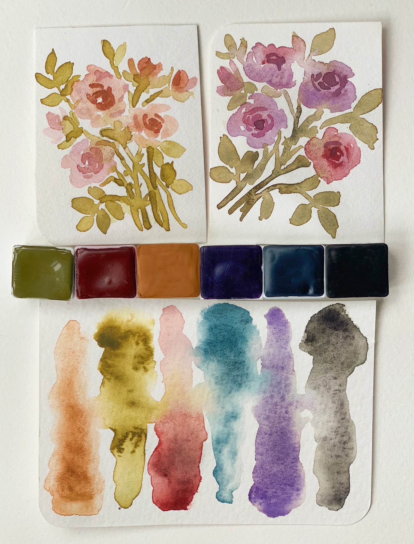 Handmade artisanal watercolor paint mini palette.