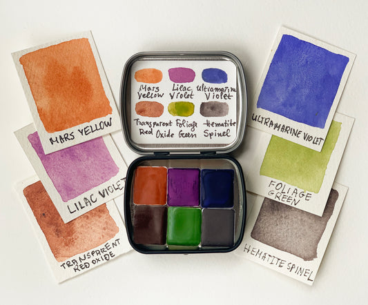 Mini palette handmade watercolor paint. Artisan paint.