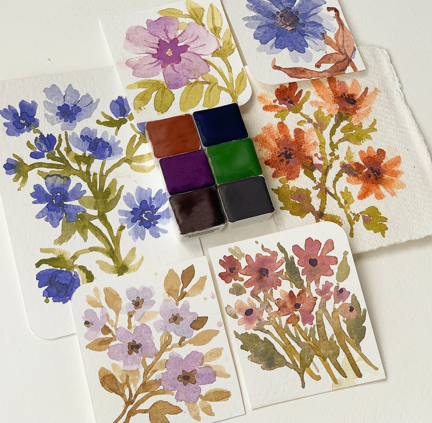 Mini palette handmade watercolor paint. Artisan paint.