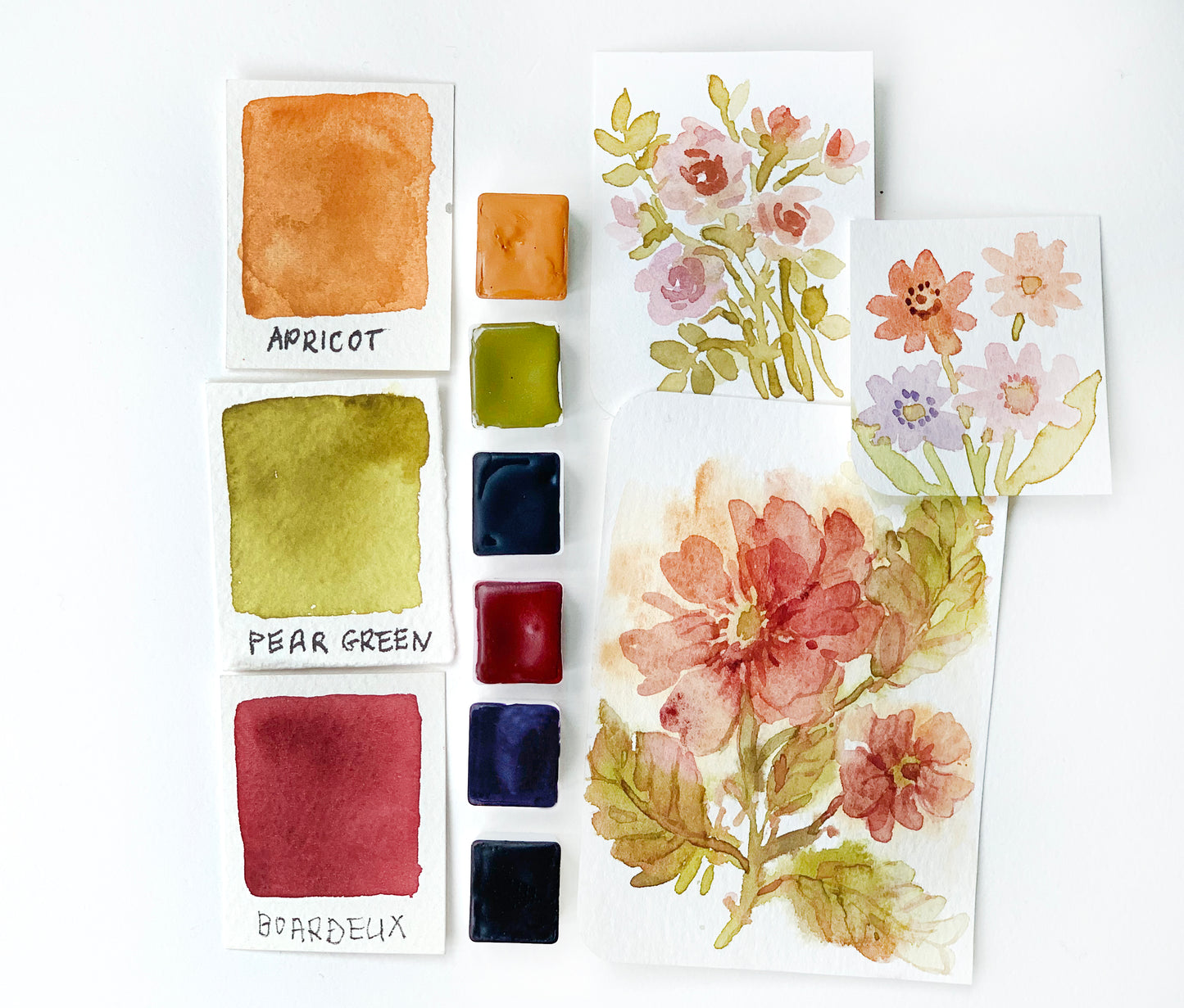 Handmade artisanal watercolor paint mini palette.