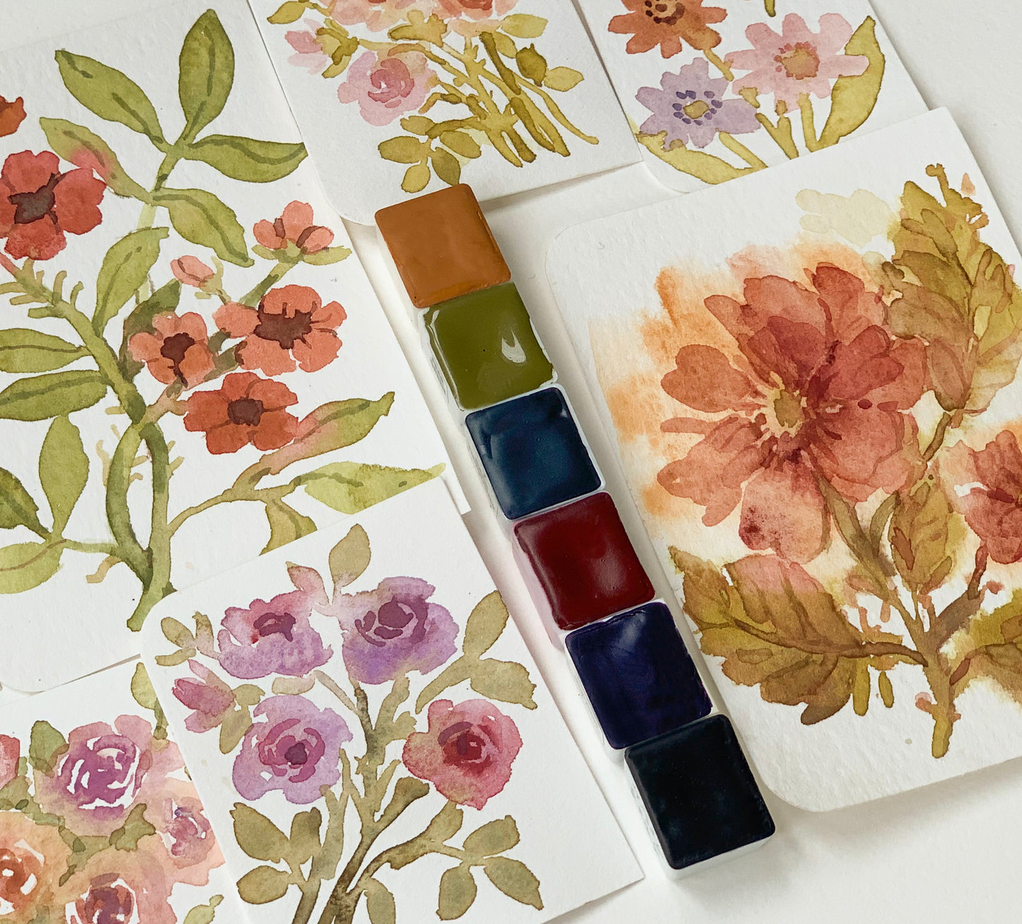 Handmade artisanal watercolor paint mini palette.