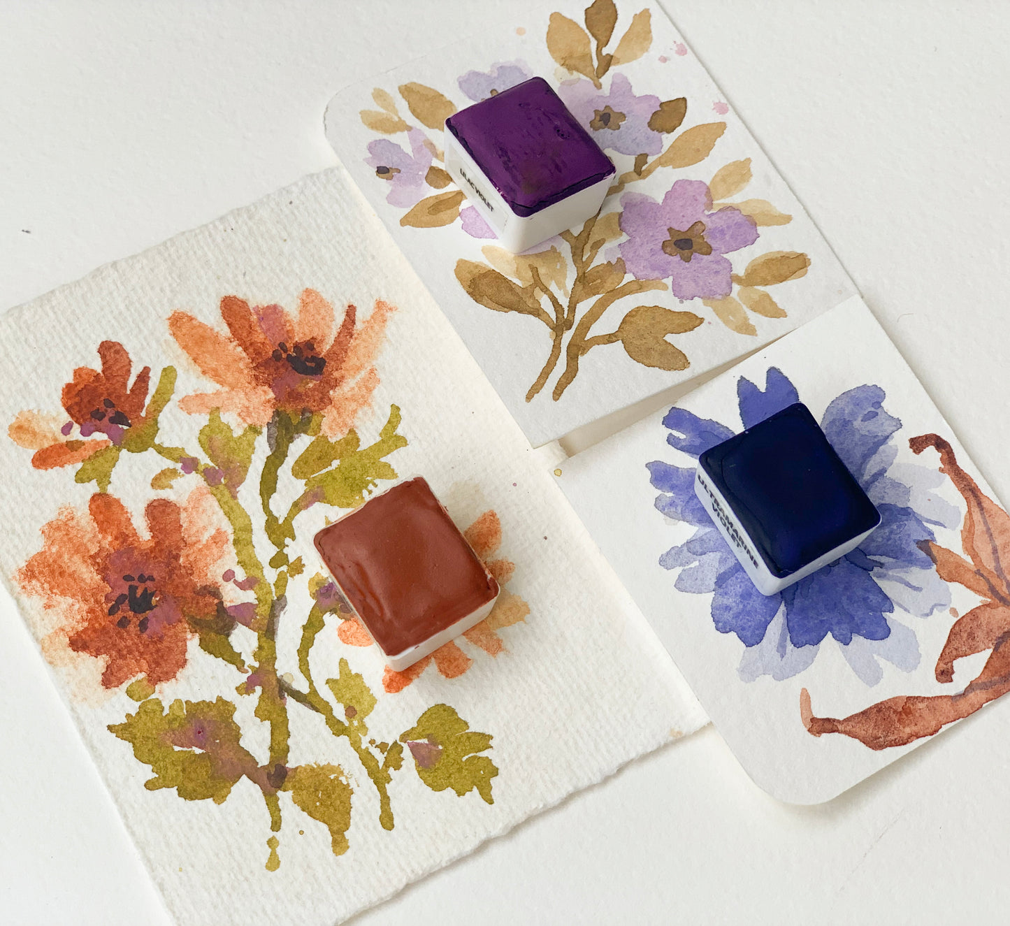 Mini palette handmade watercolor paint. Artisan paint.