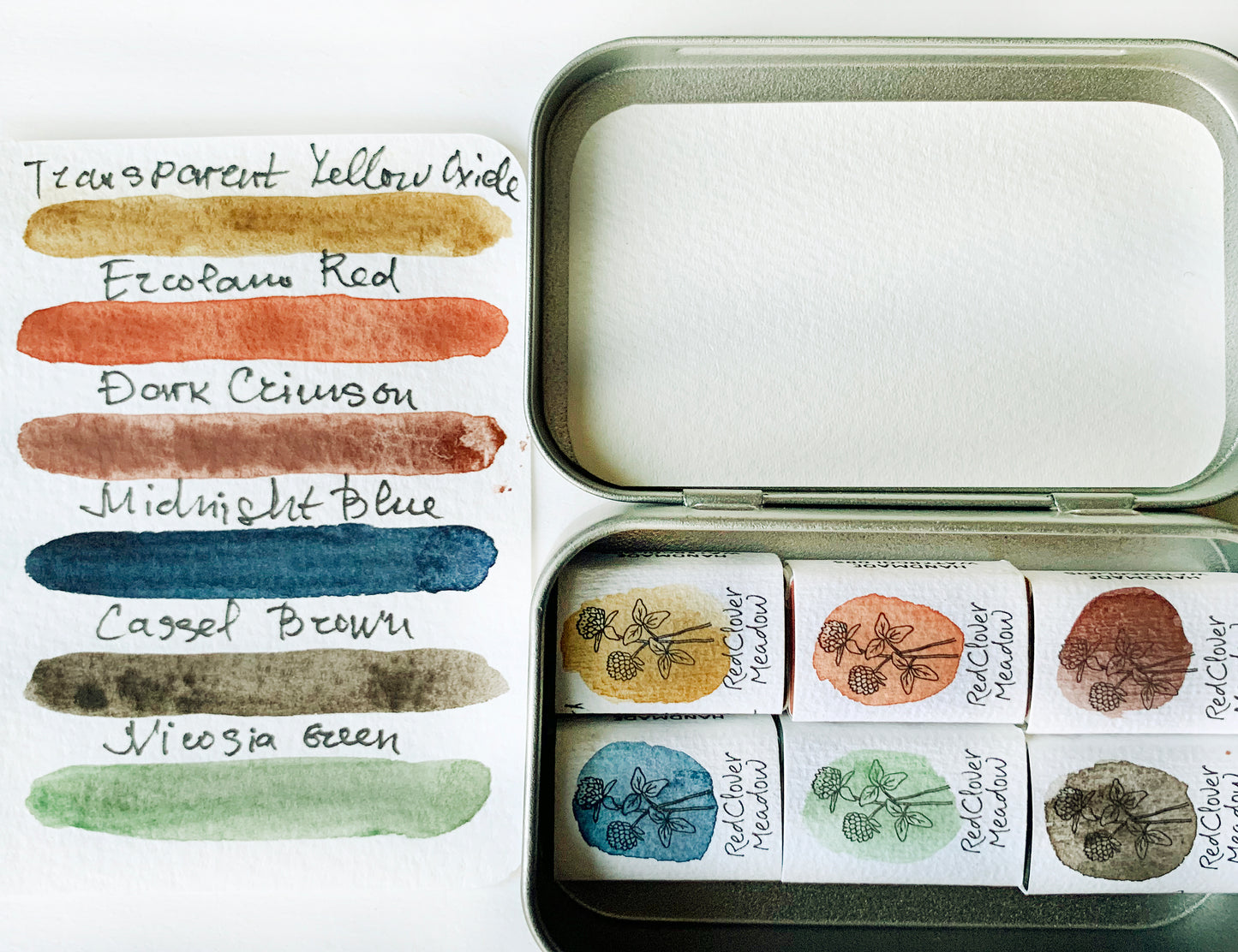 Handmade watercolor full pan palette of six colors. #32