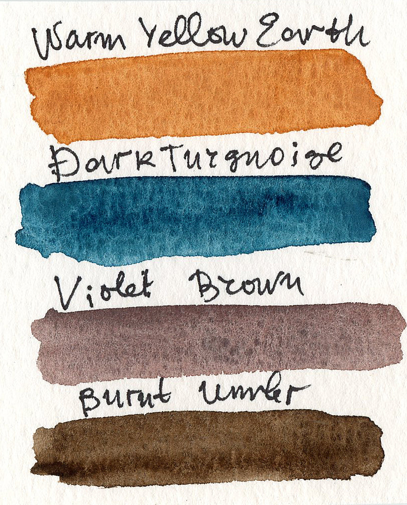 Handmade watercolor full pan palette of four colors. #34