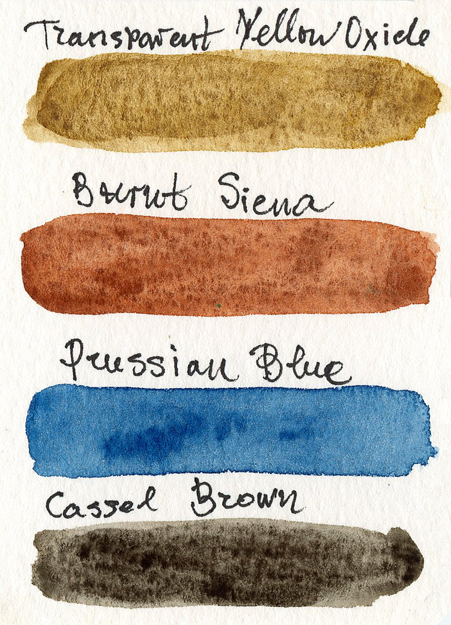 Handmade watercolor full pan palette of four colors. #36