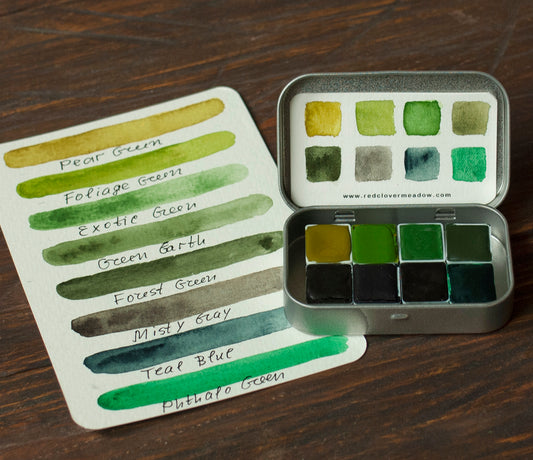 Green watercolor palette