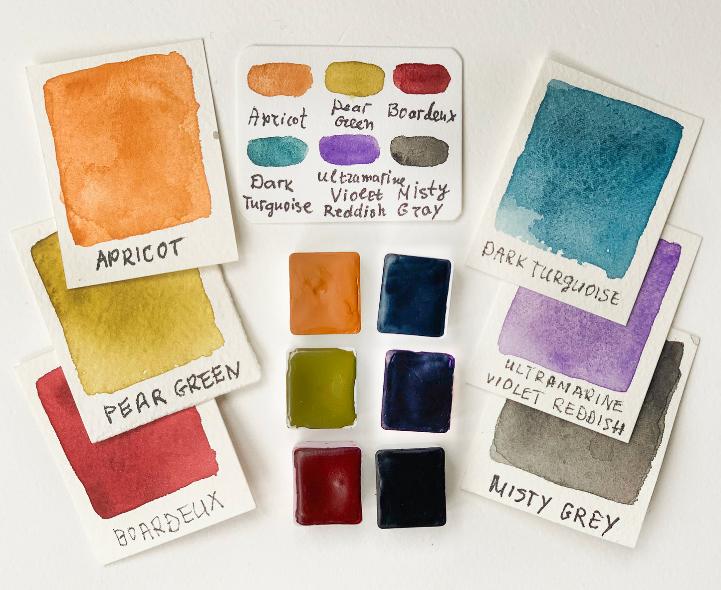 Handmade artisanal watercolor paint mini palette.