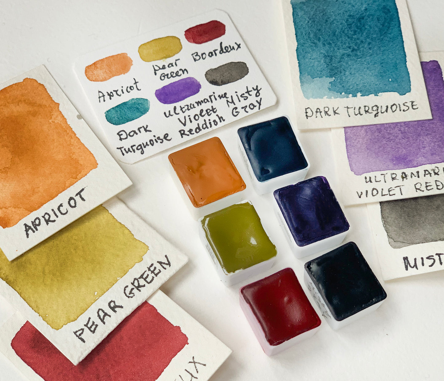 Handmade artisanal watercolor paint mini palette.