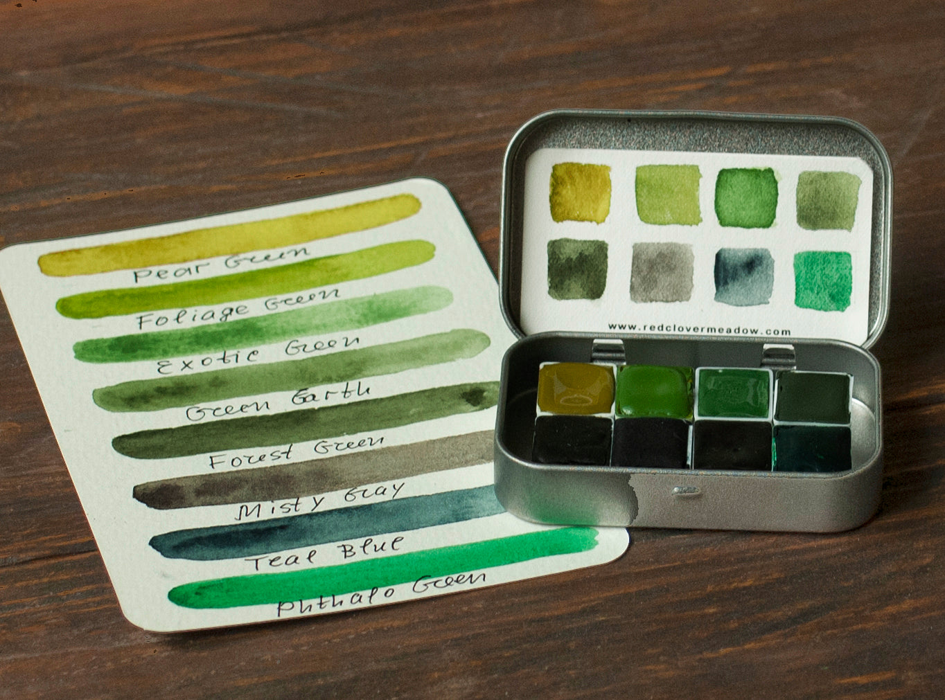 Green watercolor palette