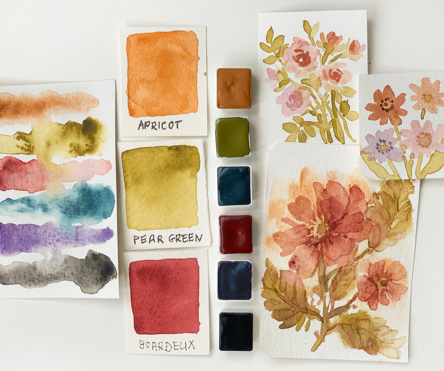 Handmade artisanal watercolor paint mini palette.