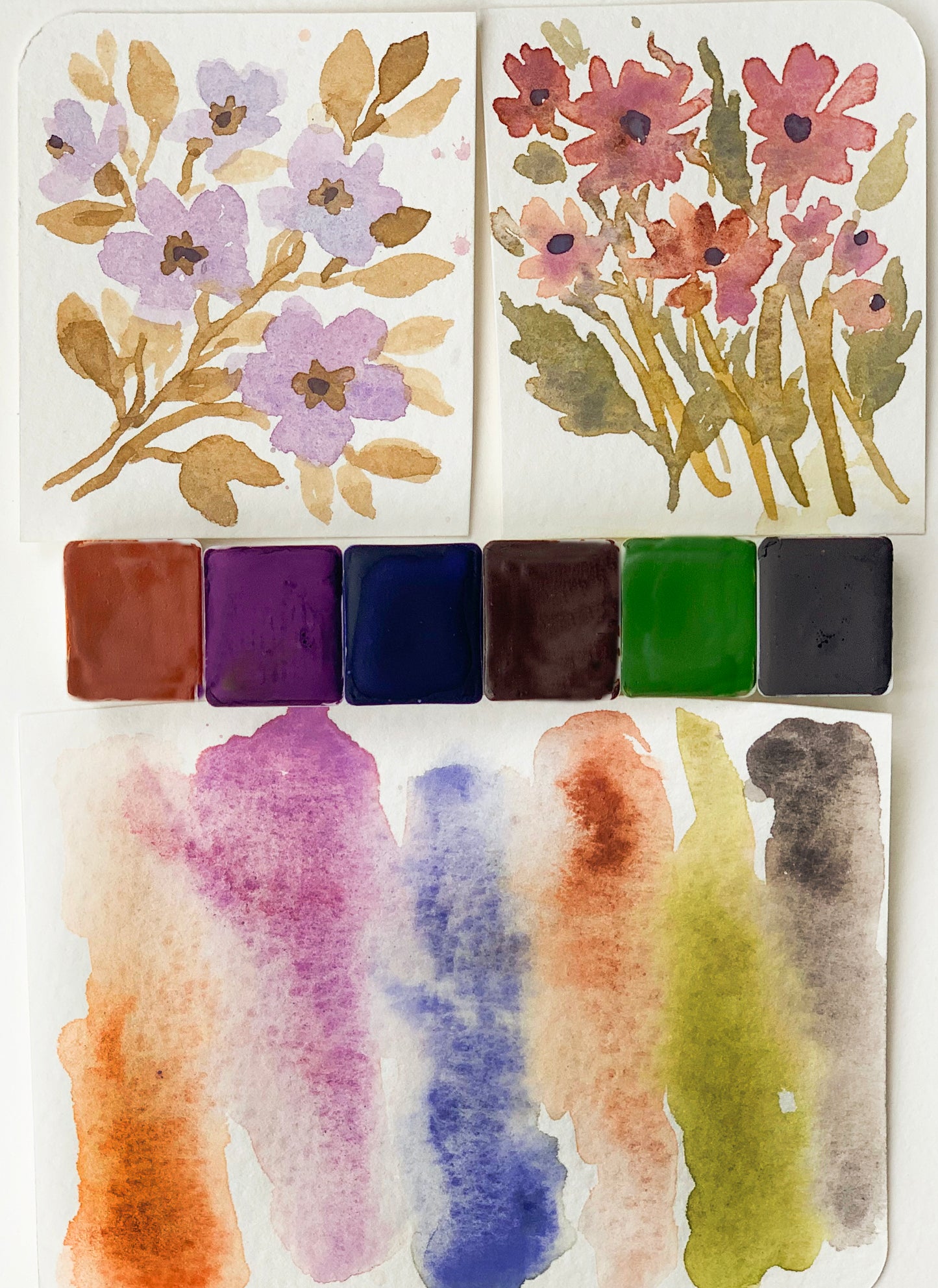 Mini palette handmade watercolor paint. Artisan paint.