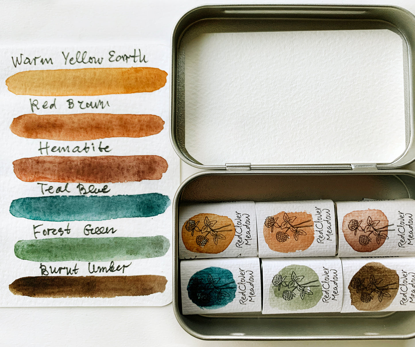 Handmade watercolor full pan palette of six colors. #31
