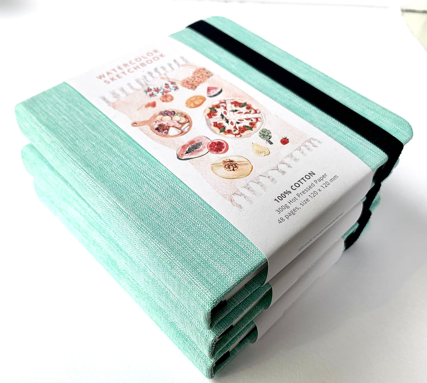 Watercolor sketchbook with hard covers. 100% cotton, HOT PRESSED paper