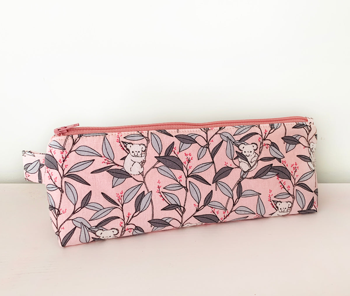 Artist supply brush case with cute panda animal fabric print