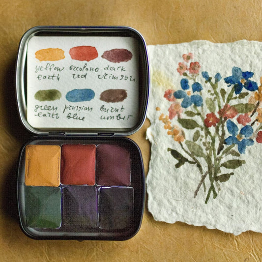 Mini mineral palette. Artisan watercolors. Selection 4