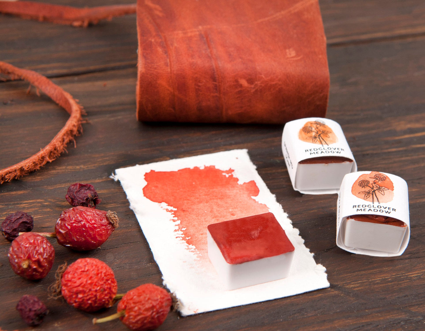 Ercolano Red watercolor handmade paint, Half pan, Handmade mineral, eco-friendly aquarelle paint., Handmade Art supply