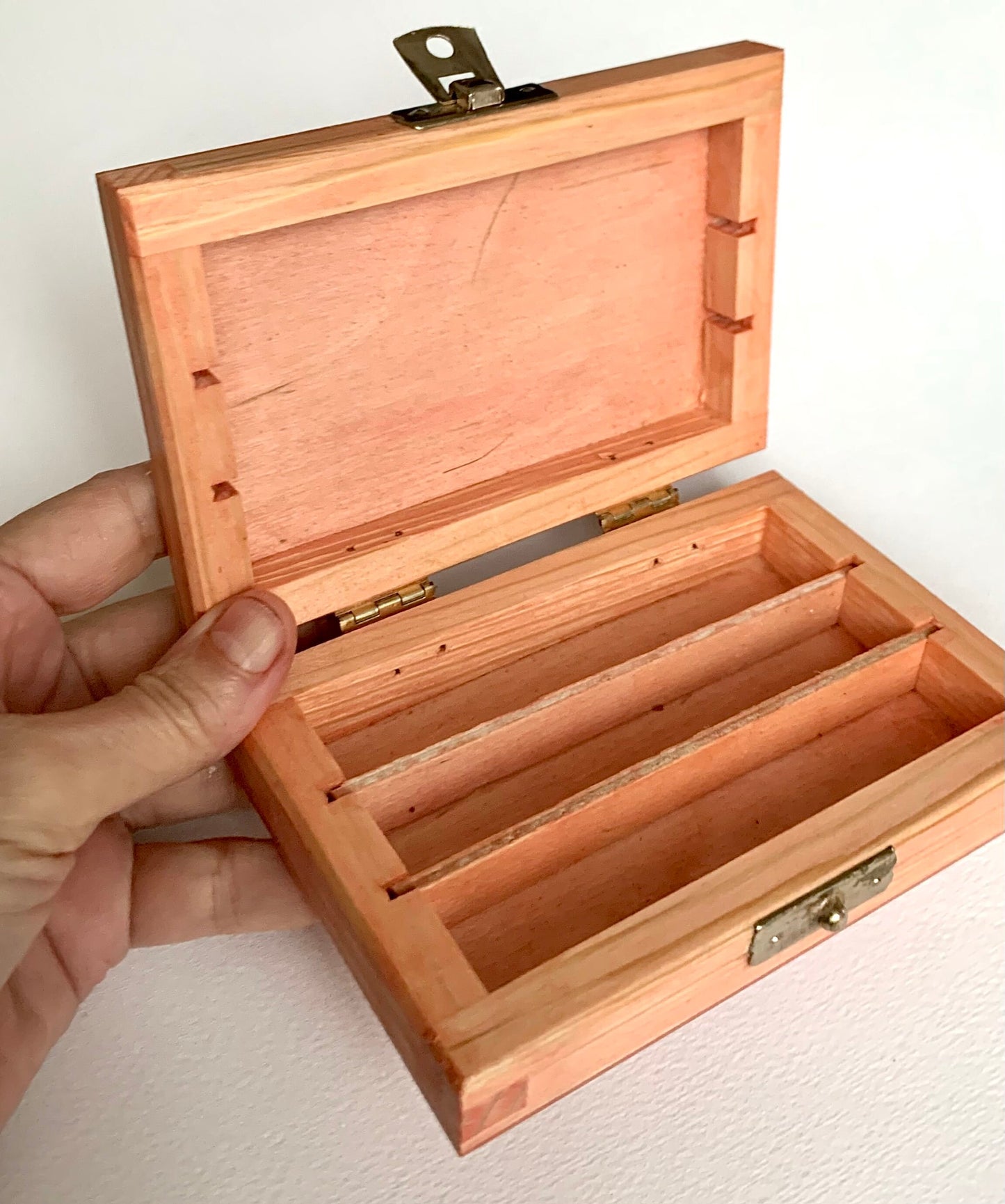 Wooden box for watercolor storage. Watercolor half pan wooden box.