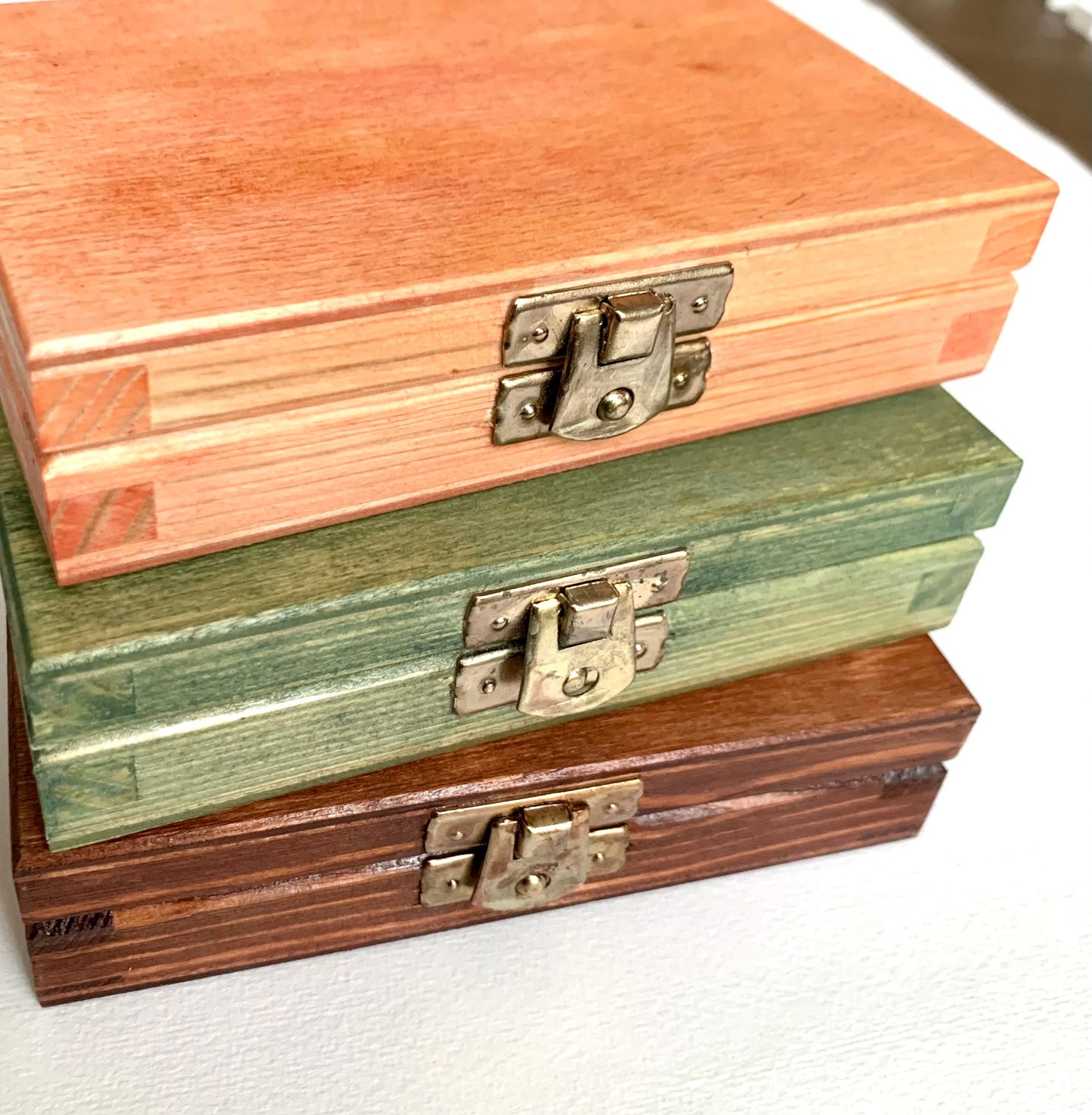 Wooden box for watercolor storage. Watercolor half pan wooden box.