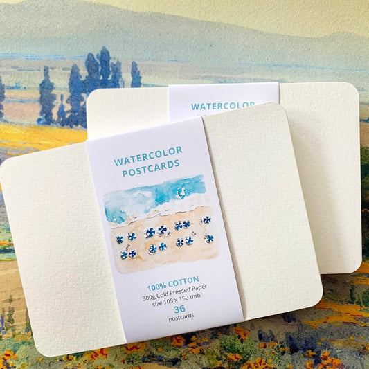 Watefcolor postcards set. Travel kit for artist.