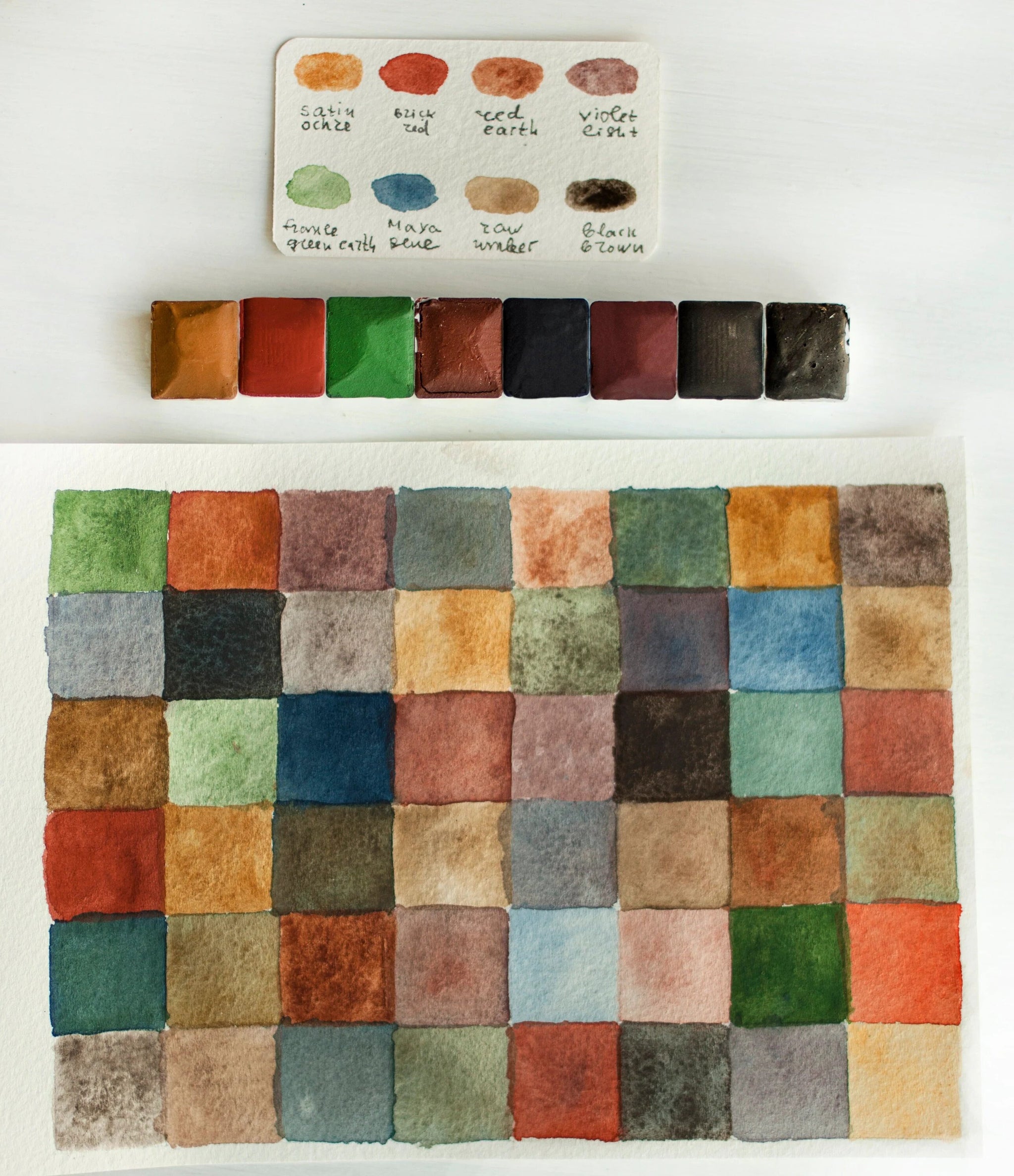Handmade watercolor paint set - 8 artisan colors. Selection 12 ...